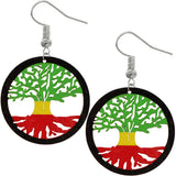 Rasta Multicolor Tree of Life Wooden Earrings