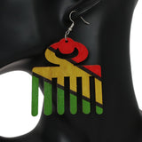 Multicolor Wooden Rasta Hair Pick Dangle Earrings