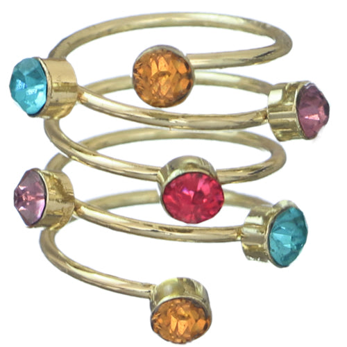 Multicolor Rhinestone Coil Wrap Ring
