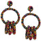 Yellow Multicolor Seed Beaded Hoop Earrings