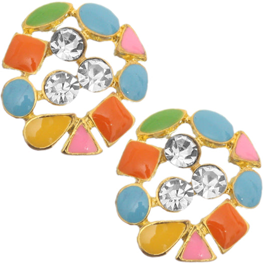 Multicolor Rhinestone Multi-Shape Post Earrings