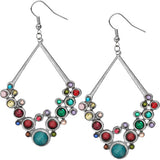 Multicolor Beaded Open Triangle Rhinestone Earrings