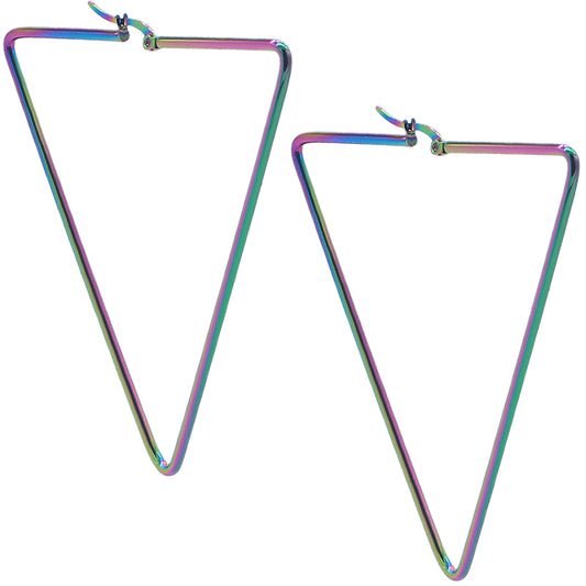 Multicolor Stainless Steel Inverted Triangle Earrings