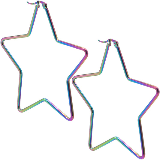 Multicolor Stainless Steel Star Earrings