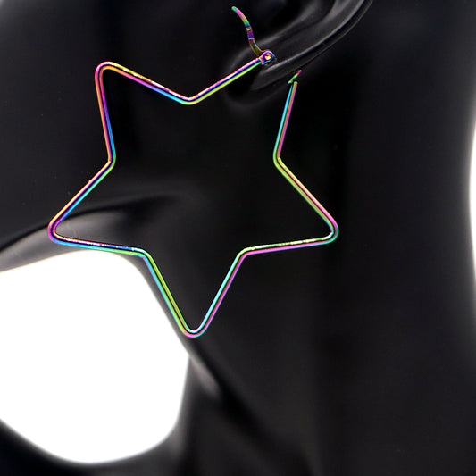 Multicolor Stainless Steel Star Earrings