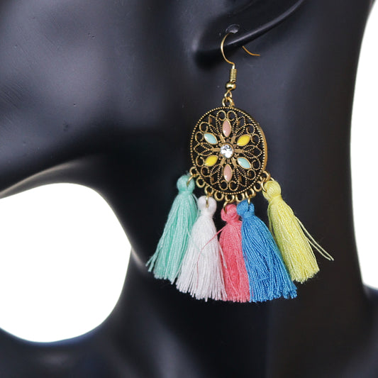 Multicolor Tassel Fringe Drop Earrings