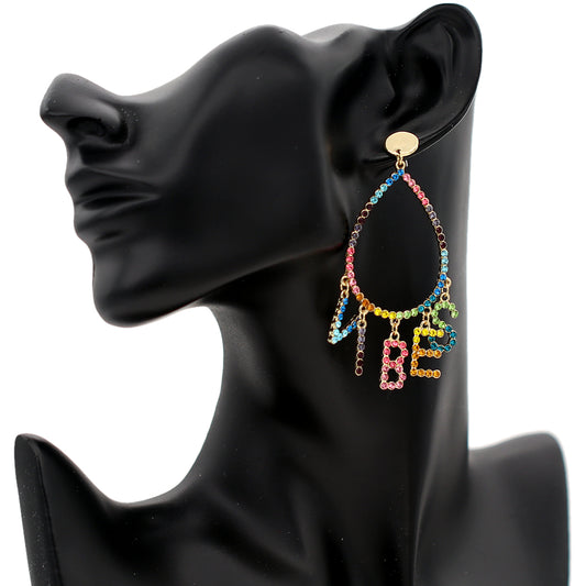 Vibe CZ Girls Word Teardrop Earrings