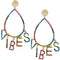 Vibe CZ Girls Word Teardrop Earrings