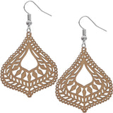 Natural Brown Bubble Teardrop Wooden Earrings