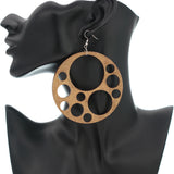 Light Brown Circle Cutout Wooden Earrings