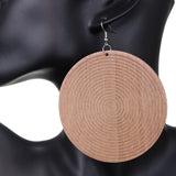 Brown Winding Circular Pattern Wooden Earrings