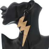 Natural Brown Lightning Bolt Long Dangle Earrings