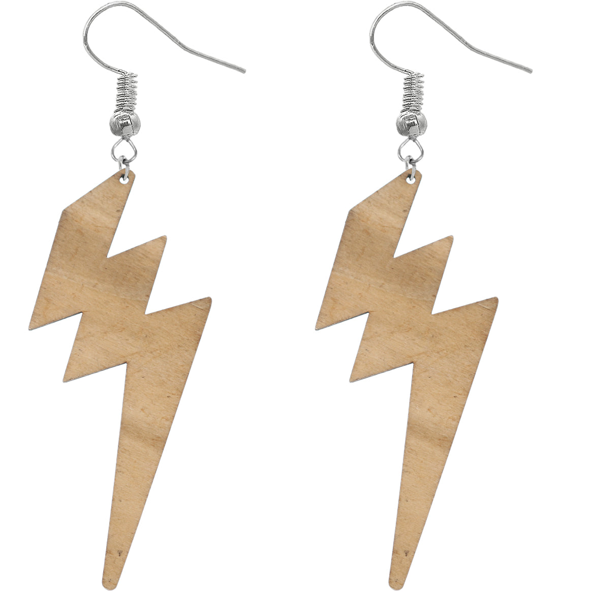 Natural Brown Lightning Bolt Long Dangle Earrings