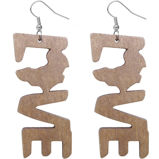 Brown Live Africa Map Wooden Earrings