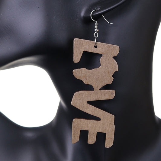 Brown Live Africa Map Wooden Earrings