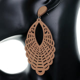 Natural Brown Ruffle Outline Wooden Earrings