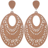 Natural Brown Oval Boho Wooden Earrings
