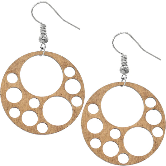 Light Brown Circle Cutout Wooden Earrings
