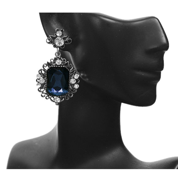 Navy Blue Elegant Post Gemstone Earrings