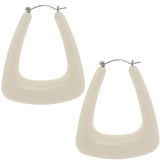 Cream Trapezoid Shape Hoop Earrings