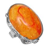 Orange Large Circular Stone Adjustable Ring