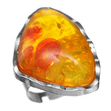 Orange Side Triangle Large Stone Adjustable Ring