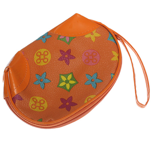Orange Multicolor Faux Leather Wristlet Coin Purse