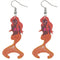 Orange African American Mermaid Wooden Earrings