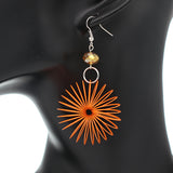 Orange Bead Coil Slinky Dangle Earrings
