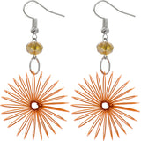 Orange Bead Coil Slinky Dangle Earrings