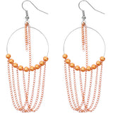 Orange Beaded Chain Hoops Earrings