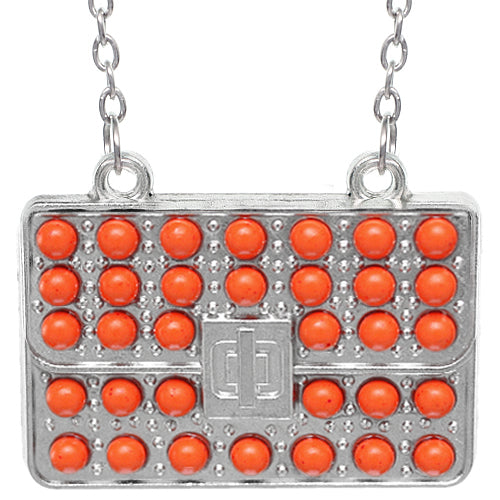 Orange Beaded Charm Handbag Chain Necklace
