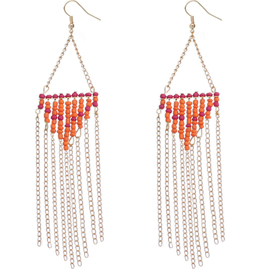 Orange and pink color earrings