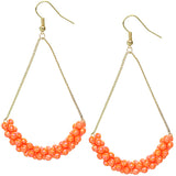 Orange Beaded Iridescent Drop Chain Earrings