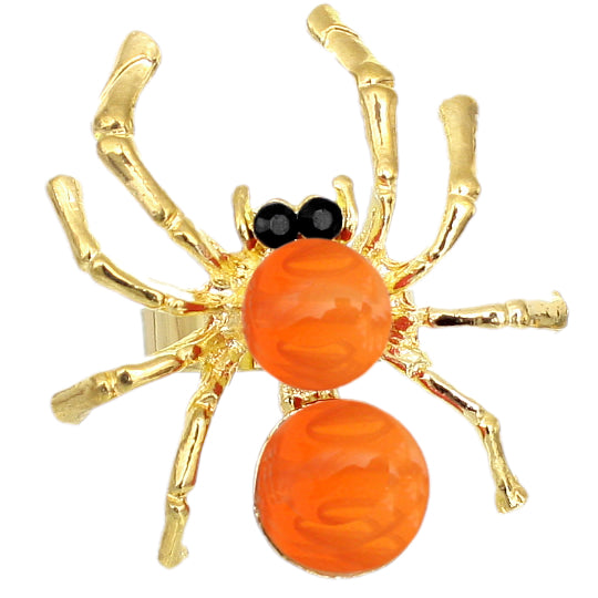 Orange Beaded Spider Adjustable Ring