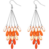 Orange Transparent Beaded Chandelier Earrings