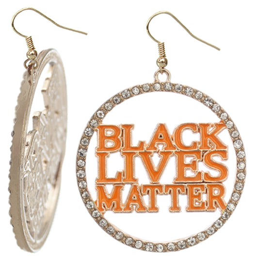 Orange Black Lives Matter Metal Hoop Earrings