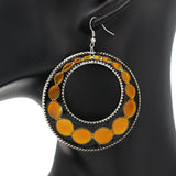 Orange Glossy Open Circle Thin Metal Earrings