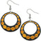 Orange Glossy Open Circle Thin Metal Earrings