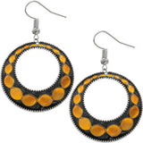 Orange Glossy Open Circle Thin Metal Earrings