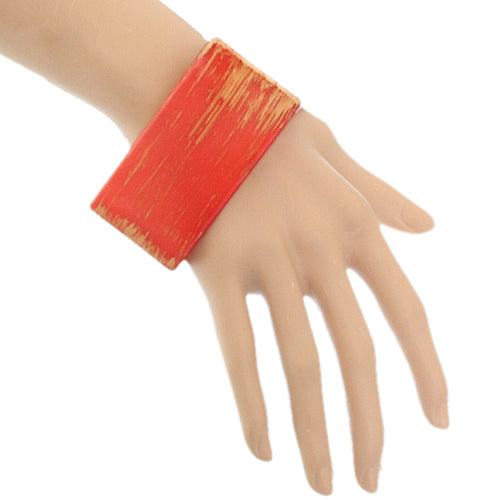Orange Square Block Textured Bangle Bracelet