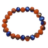 Orange Blue Briolette Bead Stretch Bracelet
