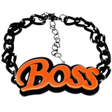 Orange Boss Letter Link Chain Bracelet