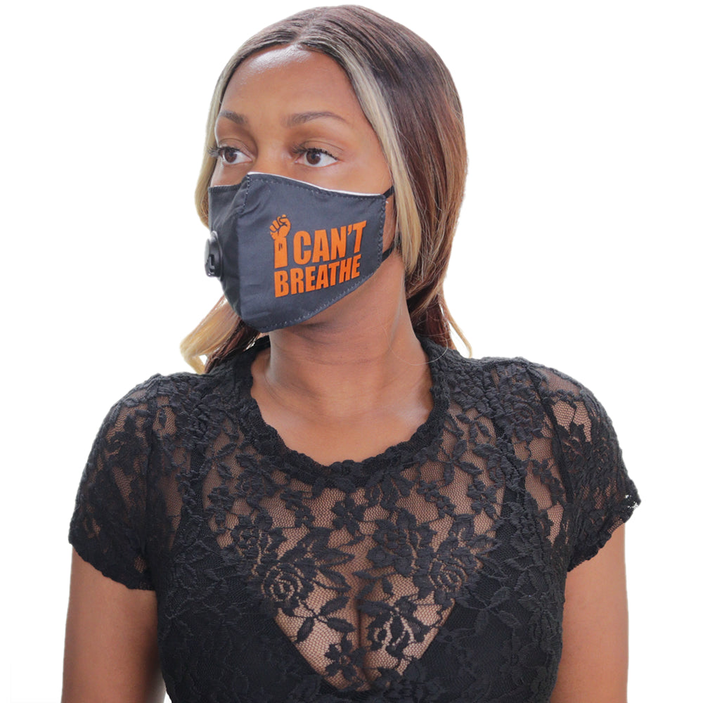 Orange I Can't Breath Filter Pocket Face Mask
