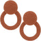 Brownish orange Round Button Hoop Earrings
