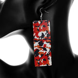 Orange Camo Rectangular Drop Earrings