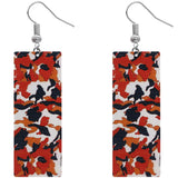 Orange Camo Rectangular Drop Earrings