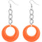 Orange Chain Link Drop Hoop Earrings