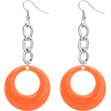 Orange Chain Link Drop Hoop Earrings