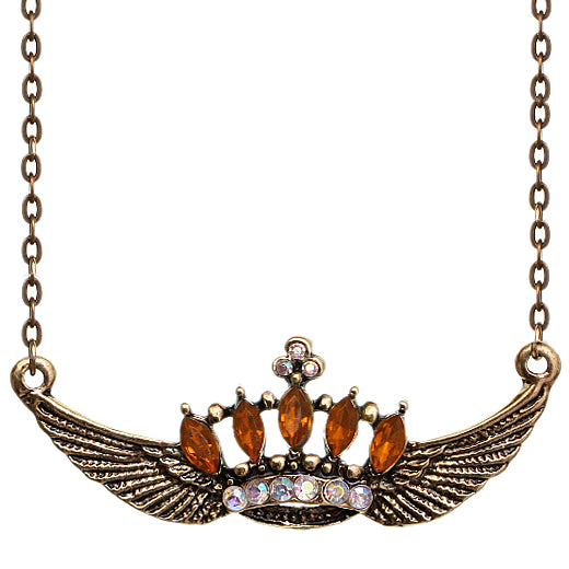 Orange Crown Double Wing Chain Necklace
